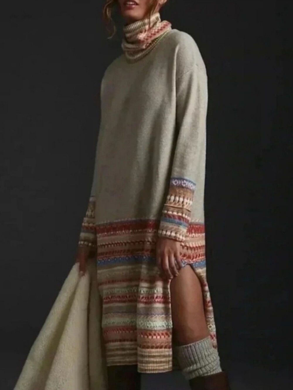 ANTHROPOLOGIE Daily Practice Convertible Turtleneck Sweater Dress NWT Sz M